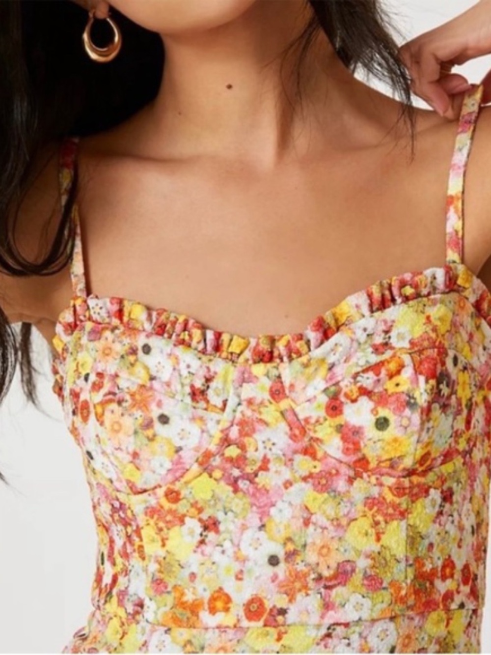Anthropologie Hutch Selene Bustier Floral Midi Dress Size Small - Picture 2 of 13